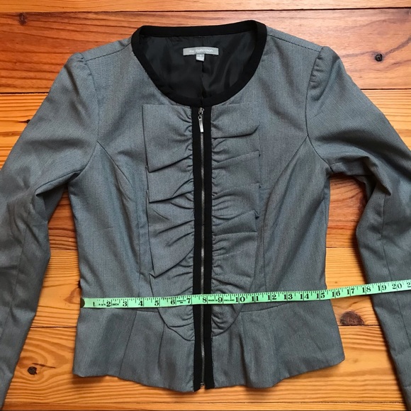 NY Collection Gray Black Ruffle Jacket, EUC, S - Picture 8 of 15